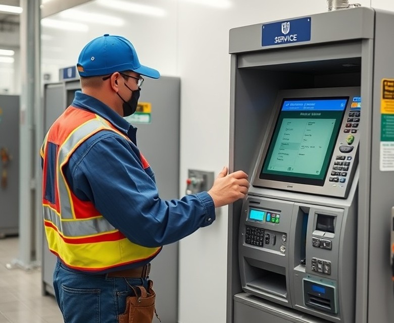 Self-service terminal in operation at a branch